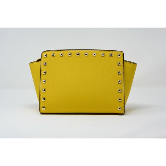 MICHAEL KORS Selma Stud Leather Medium Messenger Crossbody Sunflower $248 NWT - Picture 2 of 10